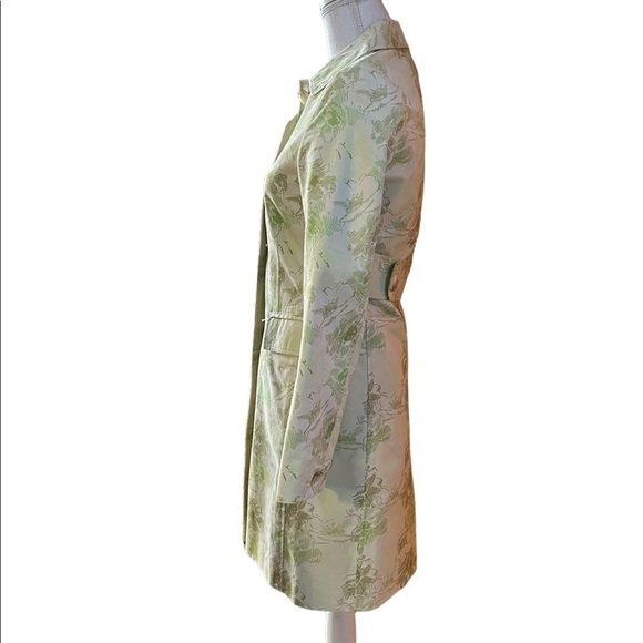 OLD NAVY WOMENS GREEN& TAN FLORAL PATTERN FITTED TRENCH COAT SIZE XS - Picture 5 of 12